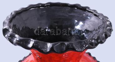 Mihály Béla tűzpiros váza. Jelzett, kis mázkopással, m: 20,5 cm