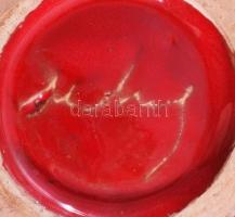 Mihály Béla tűzpiros váza. Jelzett, kis mázkopással, m: 20,5 cm