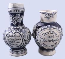 2 db Német kerámia boros korsó jelzettek 24x21 cm