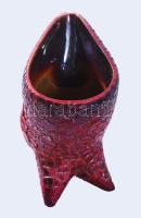 Zsolnay repesztett vörös eozin "ökörvér" mázas rókafej asztali dísz. Jelzett, kis sérüléss...