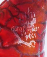 Zsolnay repesztett vörös eozin "ökörvér" mázas rókafej asztali dísz. Jelzett, kis sérüléss...