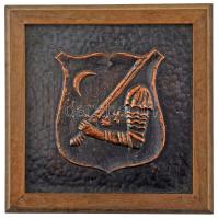 DN "Nagyvázsony" egyoldalas, öntött bronz plakett, a település címerét ábrázoló fa dísztokban (59mm) T:AU,XF