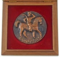 DN "Nagyvázsony" egyoldalas, öntött bronz plakett, a település címerét ábrázoló fa dísztok...