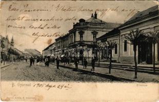 1905 Balassagyarmat, Fő utca, gyógyszertár, üzletek. Darvai Ármin kiadása (kopott sarkak / worn corners)