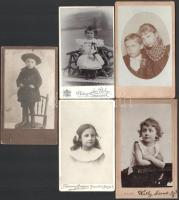ca 1880-1900 5 db vizitkátya fotó gyermekekről