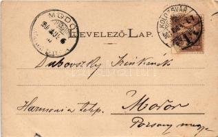 1901 Kolozsvár, Cluj; Takarékpénztári palota, Trencsén tér egy részlete, Fő tér a Bánffy-palotával, ...