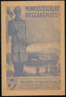 1938 Munkaszolgálat, országépítés. Tájékoztató az 1938. évi Egyetemi Önkéntes Munkaszolgálatról. Bp., 1938, Centrum, (16) p. Benne kitöltetlen jelentkezési lap. Kiadói tűzött papírkötés.