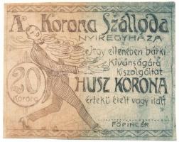 1920 k. Nyíregyháza 20K "Korona Szálloda" T:AU Adamo NYÍ-2.2