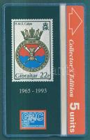 Gibraltár 1993 Hajócímert ábrázoló használatlan 5 egységes telefonkártya