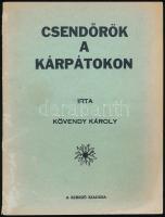 Kövendy Károly: Csendőrök a Kárpátokon... Egy csendőrtiszt naplója Magyarország történelmének legnehezebb és legszomorúbb idejéből. 1944. H.n., 1953, szerzői kiadás, 112 p. Kiadói papírkötés, kissé viseltes borítóval és gerinccel, helyenként lapszéli ázásnyomokkal.