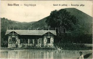 1940 Nagybánya, Baia Mare; Lacul de patinaj / korcsolyapálya. Krizsanovszky kiadása / ice skating lake + "M.KIR.POSTA 14" (EB)