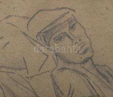 Mednyánszky jelzéssel: Alak. Ceruza, papír. Üvegezett fakeretben, 15x20 cm