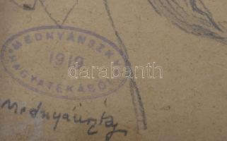 Mednyánszky jelzéssel: Alak. Ceruza, papír. Üvegezett fakeretben, 15x20 cm