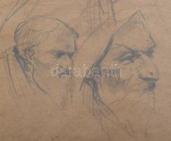 Munkácsy jelzéssel: Alakok. Ceruza, papír. Üvegezett, sérült fakeretben, 29x21,5 cm