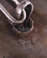 Ezüst (Ag) mandzsetta pár, gyöngyház és kő berakással, jelzett, bruttó 2g