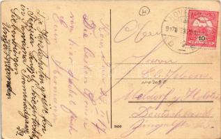 1917 Kovászna-fürdő, Covasna; Kossuth tér, borvízkút, Pokolsár gyógyfürdő, piac, Izsák József, Begid...