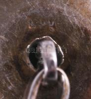 Ezüst (Ag) mandzsetta pár, gyöngyház és kő berakással, jelzett, bruttó 2,1g