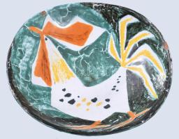 Majoros Hedvig (1930-): Kakasmintás kínáló. Jelzett, sérüléssel, 22x19,5 cm