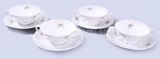 4 db buillon leveses csésze, matricás, jelzett, hibátlan