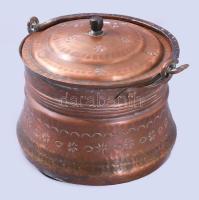 Réz üst, kézzel készült, d: 12 cm, m: 10 cm