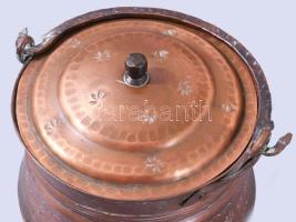 Réz üst, kézzel készült, d: 12 cm, m: 10 cm