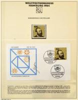 Hamburgi postaügyi kongresszus hivatalos albuma, benne sok alkalmi kiadvány, falcmentes előnyomott a...