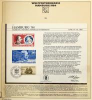 Hamburgi postaügyi kongresszus hivatalos albuma, benne sok alkalmi kiadvány, falcmentes előnyomott a...