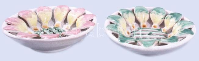 2 db kerámia fali dísztál, kárpátaljai. Kézzel festett, jelzett, hibátlan d: 18 cm