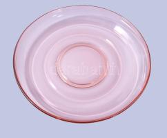 Rózsaszín üveg süteményes készlet, hibátlan 6+1 db