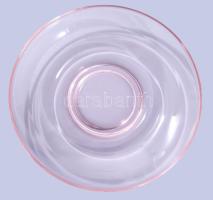 Rózsaszín üveg süteményes készlet, hibátlan 6+1 db