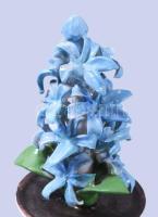 2 db porcelán virágos kaspó, porcelán virággal 10 cm, 12 cm Kézzel festett, jelzett, hibátlan