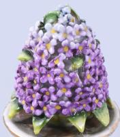 2 db porcelán virágos kaspó, porcelán virággal 10 cm, 12 cm Kézzel festett, jelzett, hibátlan