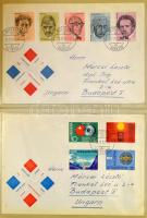 Svájc és Liechtenstein FDC-k, modern alkalmi légi levelek, postatörténeti képeslapok 2 db A4-es és 3...