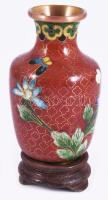 Cloisonne váza, fa talpon, m: 9,5 cm