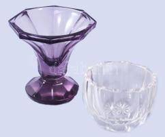 2 darab art deco kristály ékszertartó edény, m: 8,5 cm