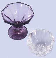 2 darab art deco kristály ékszertartó edény, m: 8,5 cm