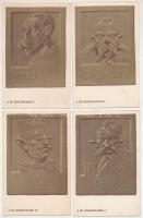 A Mi Jóbarátaink - 8 db régi első világháborús magyar propaganda képeslap, gúnyrajzok Bér szignóval. Nyomtatta és kiadja Kner Izidor / 8 pre-1945 Hungarian propaganda postcards, caricatures