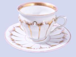 3 darab szecessziós csésze alátéttel, jelzés nélkül, kopással