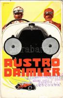Austro Daimler, Oesterreichische Daimler Motoren Aktiengesellschaft / Austro Daimler reklámlap, automobil / automobile advertisement + "Zlehovszky György és Fia kocsigyára Békéscsaba" "Szabó Sándor műszaki irodája és gépműhelye Orosháza" "Merkur gépipari és kereskedelmi vállalat cégtulajdonos: Szanó Sándor Orosháza" (EB)