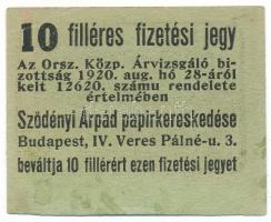1920. Budapest 10f "Szödényi Árpád papírkereskedése" T:XF Adamo OKÁ-105.1