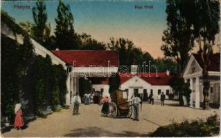 Pöstyén, Piestany; Régi fürdő, infanterista. Vasúti levelezőlapárusítás 76. sz. 1917. / old baths, spa carriage (EB)