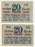 1920 k. Budapest 20f "Pesti Hírlap" piros számozás, 4+2 szám "7205 37" + 1920 k....