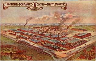 Hoffher-Schrantz Clayton-Shuttleworth gépgyár reklámlapja, látkép. Saját nyomás 634. / Hungarian agricultural machine factory advertisement (EK)