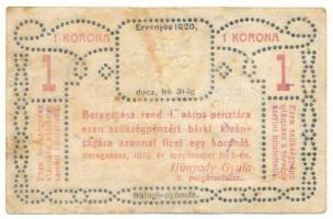 1919. Beregszász 1K szükségpénz szárazpecséttel T:F folt
Adamo BER-1.1