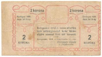 1919. Beregszász 2K szükségpénz szárazpecséttel T:F,VG folt Adamo BER-1.2
