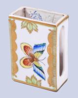 Herendi Viktória mintás gyufatartó, jelzett, kopással, h: 6,4 cm