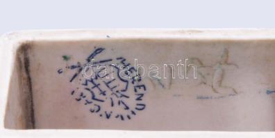 Herendi Viktória mintás gyufatartó, jelzett, kopással, h: 6,4 cm