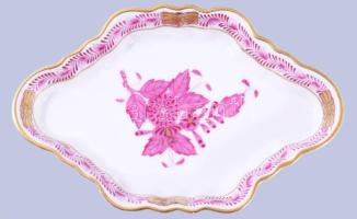 Herendi Apponyi purpur mintás tálka, jelzett, hibátlan, 13x8,5 cm