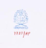 Herendi Apponyi purpur mintás tálka, jelzett, hibátlan, 13x8,5 cm