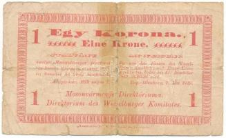1919. Magyaróvár 1K "Mosonvármegye Direktóriuma" hátoldalán bélyegzés, aláírások és "21428" sorszám T:G Adamo MAG-1.2
